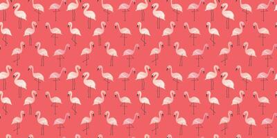 Seamless patterns with pink flamingo. Flamingo watercolor painting. modifiable background. vector