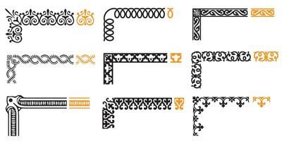 Set of decorative seamless ornamental border with corner - modular vector