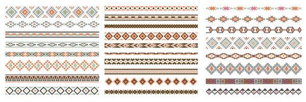 Border decoration elements with colorful patterns. Ethnic style collections. illustrations. vector