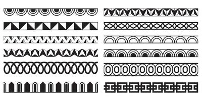 Decorative seamless abstract borders geometric design elements set - vector