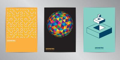 Geometric cover design background set A4 format. Background op-art abstract. Flyer, presentation, brochure, banner, poster design vector