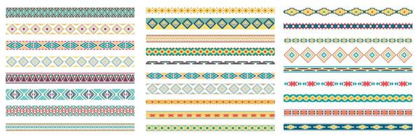 Border decoration elements with colorful patterns. Ethnic style collections. illustrations. vector
