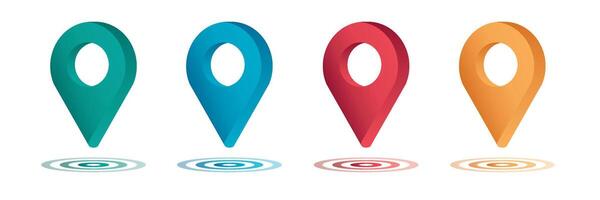 Set color maping pin location 3d icons vector