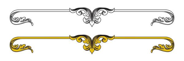 Element baroque engraved floral scroll retro pattern. Victorian frame border ornament. Filigree vintage calligraphic elements for design. image. vector