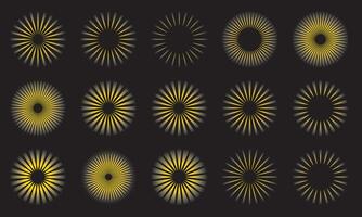 Sun rays icon set, shine and burst vector