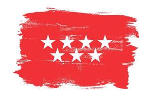 Madrid Flag in Grunge Brush With On White Background. vector