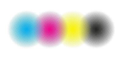 CMYK halftone rounds background vector