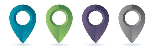 Set color maping pin location 3d icons vector