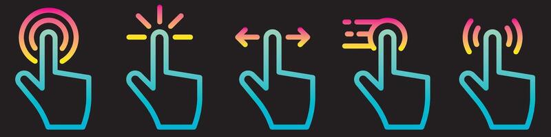 Hand click touch icons set. illustration vector
