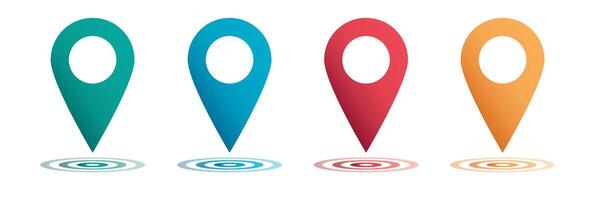 Set color maping pin location 3d icons vector