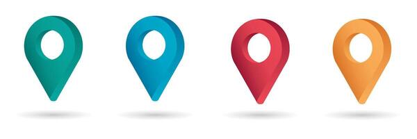 Set color maping pin location 3d icons vector