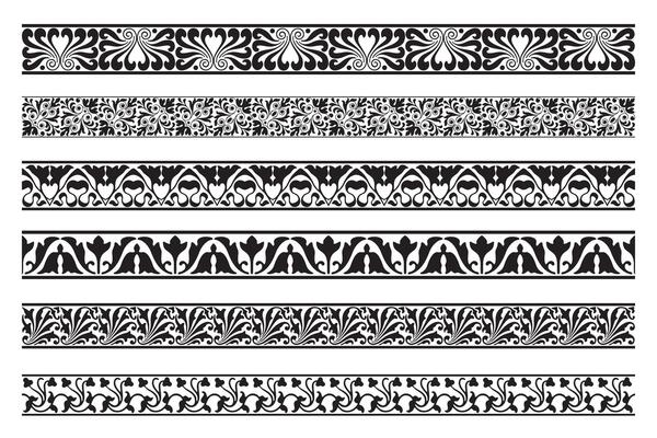 Set of decorative seamless ornamental border