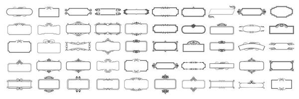 illustration set of 50 decorative vintage frames isolated. Art design border labels. Blank frames template. Graphic retro element vector