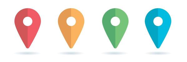 Set color maping pin location 3d icons vector