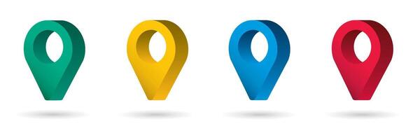 Set color maping pin location 3d icons vector