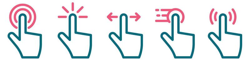 Hand click touch icons set. illustration vector