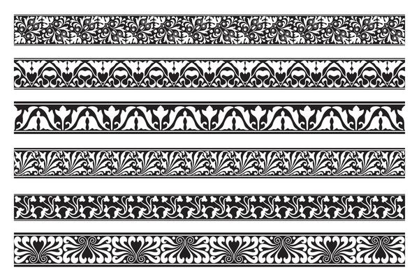 Set of decorative seamless ornamental border