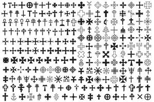 illustration different heraldic crosses isolated on white background vector