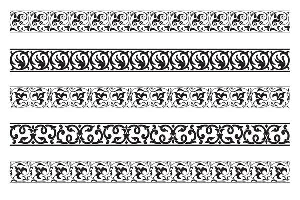Set of decorative seamless ornamental border