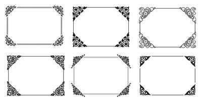 Decorative frames retro ornamental, vintage square ornaments and ornate border set vector
