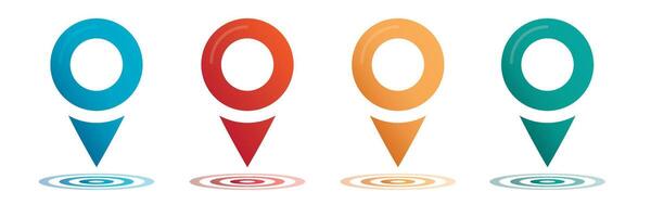 Set color maping pin location 3d icons vector