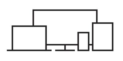 Icon with the devices for the app. Computer, tablet, television and mobile. Online icon, editable and modifiable. vector