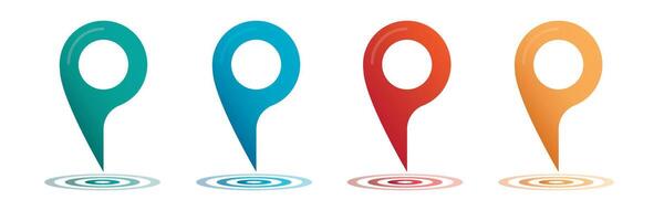 Set color maping pin location 3d icons vector