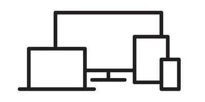 Icon with the devices for the app. Computer, tablet, television and mobile. Online icon, editable and modifiable. vector