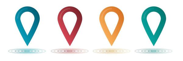 Set color maping pin location 3d icons vector