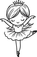 Cute ballet dancer Adorable ballerina line art set capturing graceful movements and poses. Ideal for adding a touch of elegance and charm to design projects vector