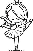 Cute ballet dancer Adorable ballerina line art set capturing graceful movements and poses. Ideal for adding a touch of elegance and charm to design projects vector