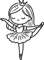 Cute ballet dancer Adorable ballerina line art set capturing graceful movements and poses. Ideal for adding a touch of elegance and charm to design projects vector