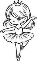 Cute ballet dancer Adorable ballerina line art set capturing graceful movements and poses. Ideal for adding a touch of elegance and charm to design projects vector