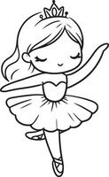 Cute ballet dancer Adorable ballerina line art set capturing graceful movements and poses. Ideal for adding a touch of elegance and charm to design projects vector