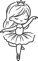 Cute ballet dancer Adorable ballerina line art set capturing graceful movements and poses. Ideal for adding a touch of elegance and charm to design projects vector