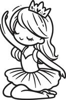 Cute ballet dancer Adorable ballerina line art set capturing graceful movements and poses. Ideal for adding a touch of elegance and charm to design projects vector