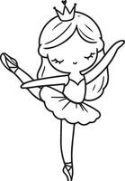 Cute ballet dancer Adorable ballerina line art set capturing graceful movements and poses. Ideal for adding a touch of elegance and charm to design projects vector