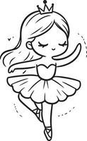 Cute ballet dancer Adorable ballerina line art set capturing graceful movements and poses. Ideal for adding a touch of elegance and charm to design projects vector