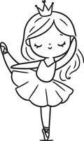 Cute ballet dancer Adorable ballerina line art set capturing graceful movements and poses. Ideal for adding a touch of elegance and charm to design projects vector