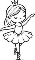Cute ballet dancer Adorable ballerina line art set capturing graceful movements and poses. Ideal for adding a touch of elegance and charm to design projects vector
