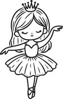 Cute ballet dancer Adorable ballerina line art set capturing graceful movements and poses. Ideal for adding a touch of elegance and charm to design projects vector