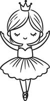 Cute ballet dancer Adorable ballerina line art set capturing graceful movements and poses. Ideal for adding a touch of elegance and charm to design projects vector