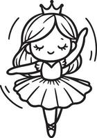 Cute ballet dancer Adorable ballerina line art set capturing graceful movements and poses. Ideal for adding a touch of elegance and charm to design projects vector