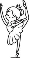 Cute ballet dancer Adorable ballerina line art set capturing graceful movements and poses. Ideal for adding a touch of elegance and charm to design projects vector