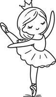 Cute ballet dancer Adorable ballerina line art set capturing graceful movements and poses. Ideal for adding a touch of elegance and charm to design projects vector