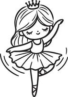 Cute ballet dancer Adorable ballerina line art set capturing graceful movements and poses. Ideal for adding a touch of elegance and charm to design projects vector