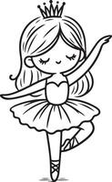 Cute ballet dancer Adorable ballerina line art set capturing graceful movements and poses. Ideal for adding a touch of elegance and charm to design projects vector