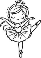 Cute ballet dancer Adorable ballerina line art set capturing graceful movements and poses. Ideal for adding a touch of elegance and charm to design projects vector