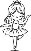 Cute ballet dancer Adorable ballerina line art set capturing graceful movements and poses. Ideal for adding a touch of elegance and charm to design projects vector