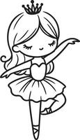 Cute ballet dancer Adorable ballerina line art set capturing graceful movements and poses. Ideal for adding a touch of elegance and charm to design projects vector